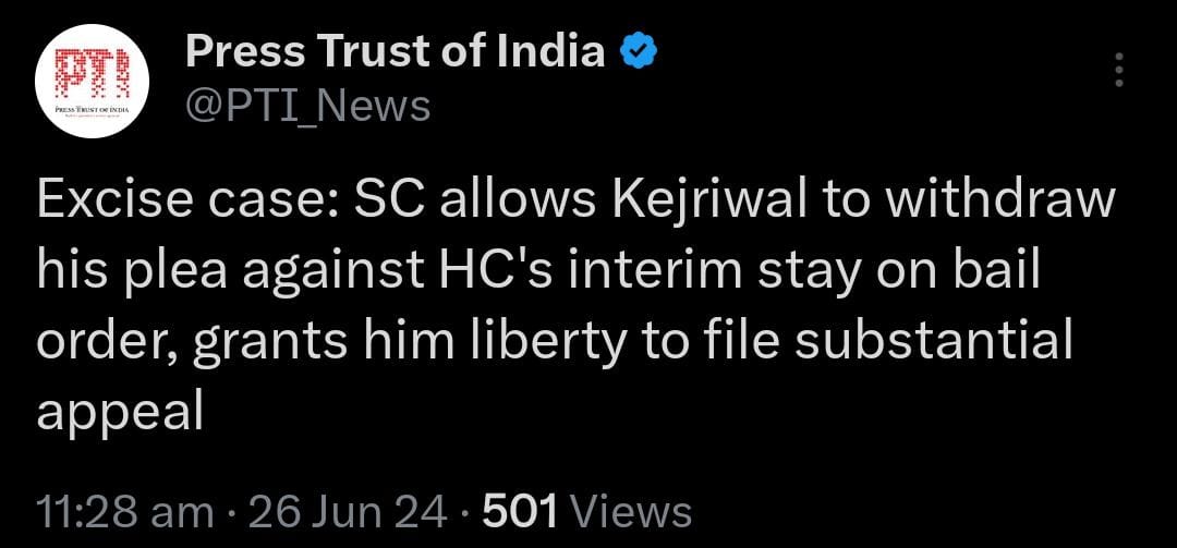 PTI's input on the Kejriwal case